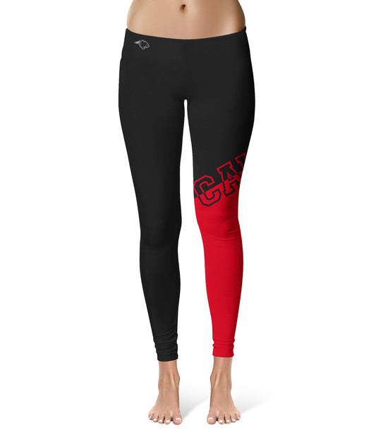 Clark Atlanta University Vive La Fete Game Day Collegiate Leg Color Block Women Black Red Yoga Leggings