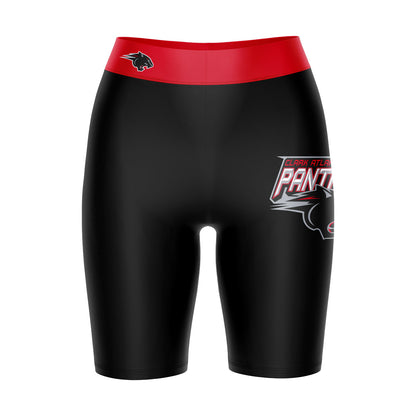 Clark Atlanta Panthers Vive La Fete Game Day Logo on Thigh and Waistband Black and Red Women Bike Short 9 Inseam