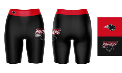 Clark Atlanta Panthers Vive La Fete Game Day Logo on Thigh and Waistband Black and Red Women Bike Short 9 Inseam