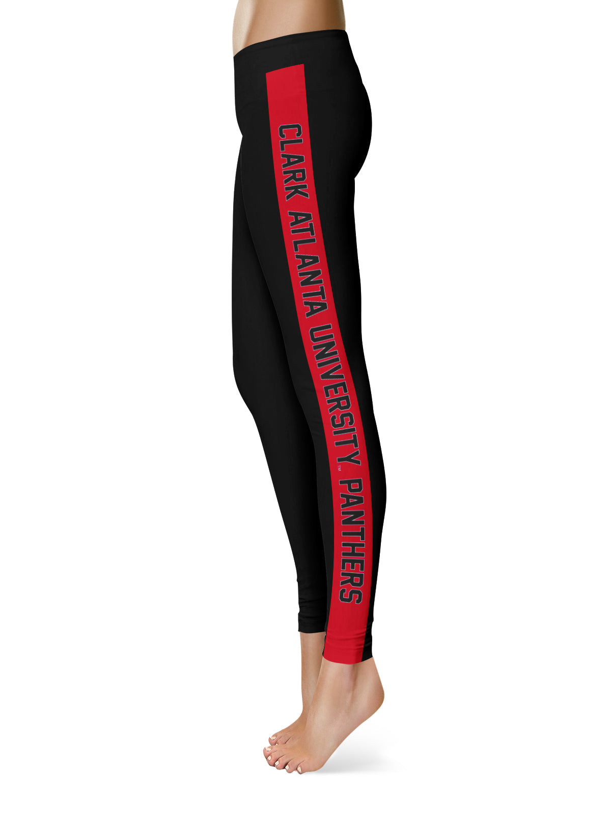 Clark Atlanta Panthers Vive La Fete Game Day Collegiate Red Stripes Women Black Yoga Leggings 2 Waist Tights