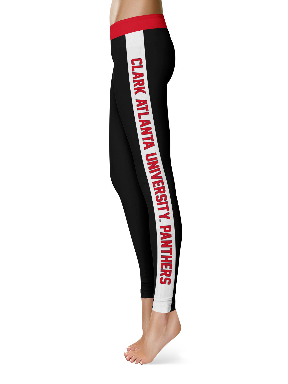 Clark Atlanta Panthers Vive La Fete Game Day Collegiate White Stripes Women Black Yoga Leggings 2 Waist Tights
