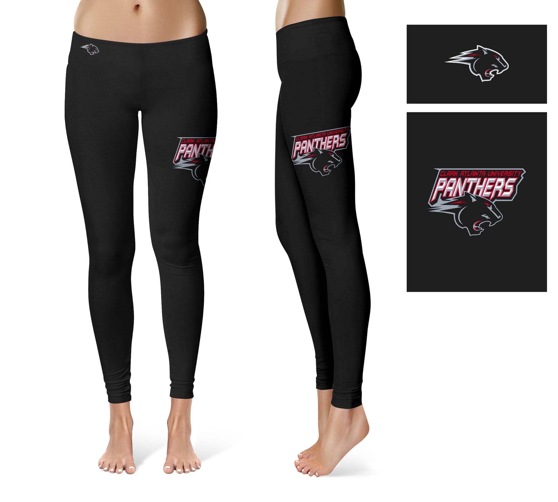 Clark Atlanta Panthers Vive La Fete Game Day Collegiate Large Logo on Thigh Women Black Yoga Leggings 2.5 Waist Tights