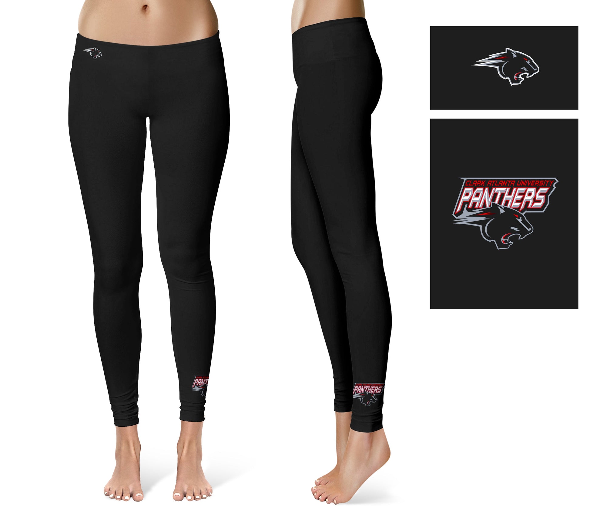 Clark Atlanta Panthers Vive La Fete Game Day Collegiate Logo at Ankle Women Black Yoga Leggings 2.5 Waist Tights