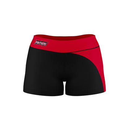 Clark Atlanta Panthers Vive La Fete Collegiate Waist Color Block Women Black Red Optimum Yoga Short