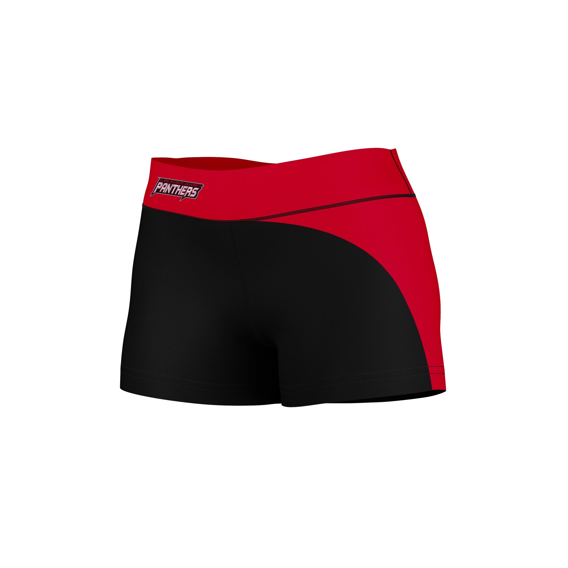 Clark Atlanta Panthers Vive La Fete Collegiate Waist Color Block Women Black Red Optimum Yoga Short - Vive La F̻te - Online Apparel Store