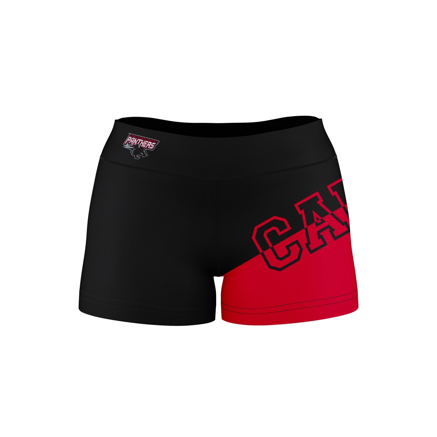 Clark Atlanta University Vive La Fete Game Day Collegiate Leg Color Block Women Black Red Optimum Yoga Short