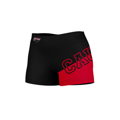 Clark Atlanta University Vive La Fete Game Day Collegiate Leg Color Block Women Black Red Optimum Yoga Short - Vive La F̻te - Online Apparel Store