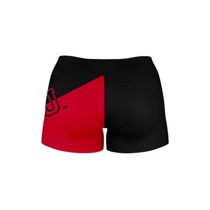 Clark Atlanta University Vive La Fete Game Day Collegiate Leg Color Block Women Black Red Optimum Yoga Short - Vive La F̻te - Online Apparel Store