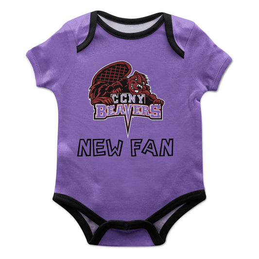 City College of New York Beavers Infant Purple Short Sleeve One Piece Jumpsuit by Vive La Fete