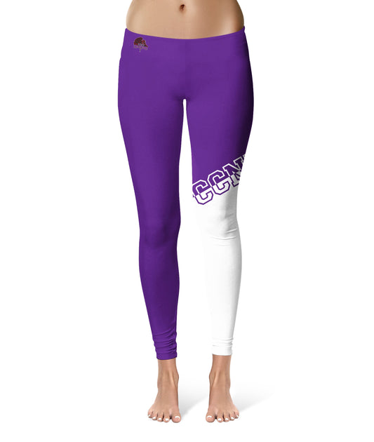 City College of New York CCNY Vive La Fete Game Day Collegiate Leg Color Block Women Purple White Yoga Leggings