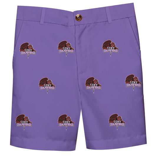 City College of New York Beavers Boys Game Day Purple Structured Shorts