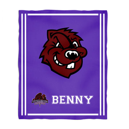 City College of New York Beavers Kids Game Day Purple Plush Soft Minky Blanket 36 x 48 Mascot