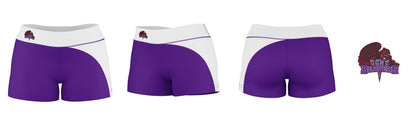 City College of New York Beavers Vive La Fete Collegiate Waist Color Block Women Purple White Optimum Yoga Short - Vive La F̻te - Online Apparel Store