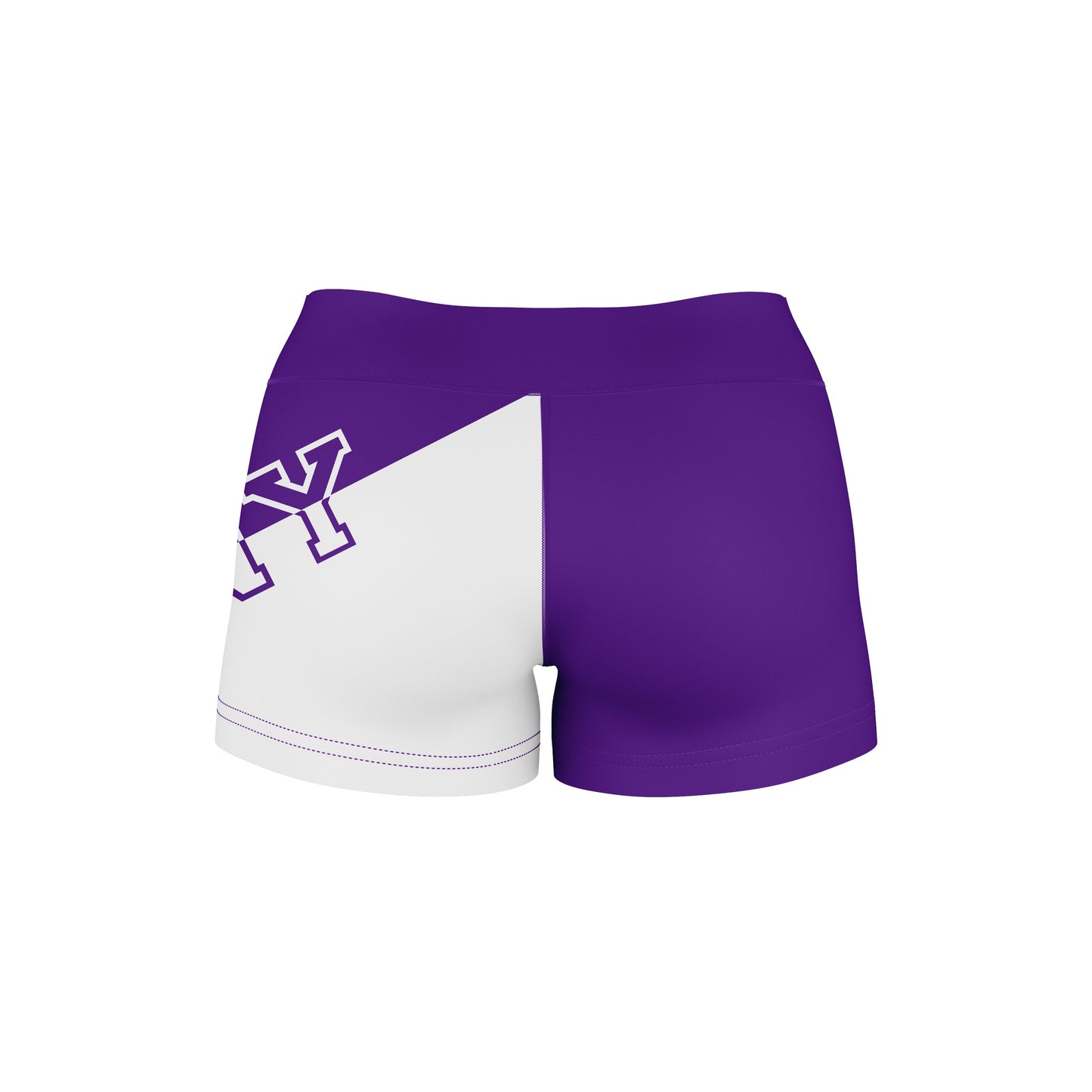 City College of New York CCNY Vive La Fete Game Day Collegiate Leg Color Block Women Purple White Optimum Yoga Short - Vive La F̻te - Online Apparel Store