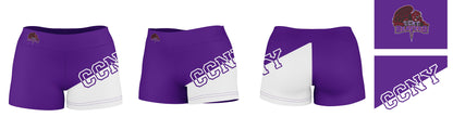 City College of New York CCNY Vive La Fete Game Day Collegiate Leg Color Block Women Purple White Optimum Yoga Short - Vive La F̻te - Online Apparel Store