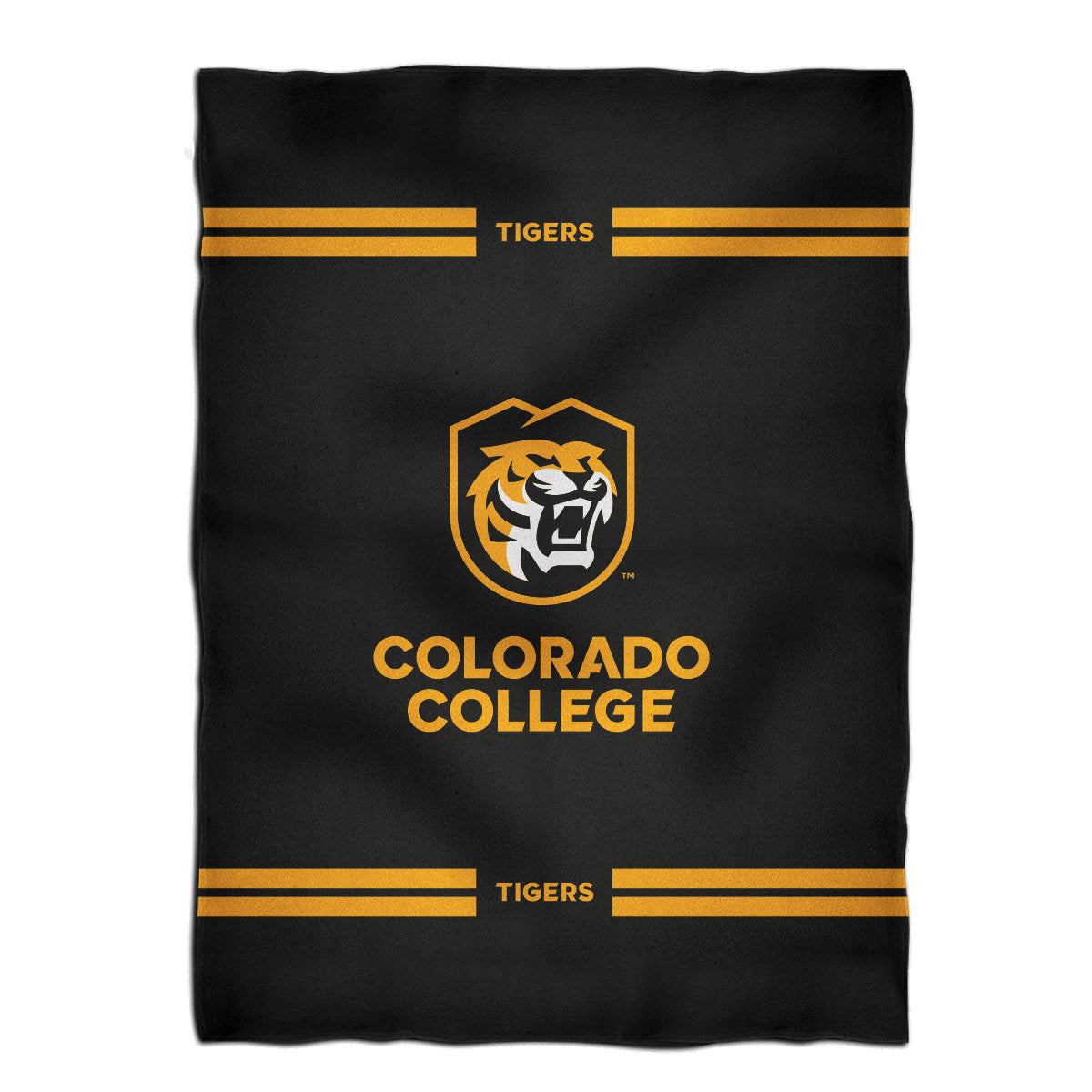 Colorado College Tigers Game Day Soft Premium Fleece Black Throw Blanket 40 x 58 Logo and Stripes