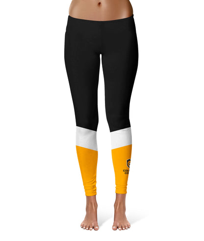 Colorado College Tigers Vive La Fete Game Day Collegiate Ankle Color Block Women Black Gold Yoga Leggings