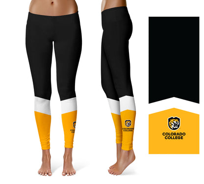 Colorado College Tigers Vive La Fete Game Day Collegiate Ankle Color Block Women Black Gold Yoga Leggings