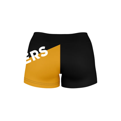 Colorado College Tigers Vive La Fete Game Day Collegiate Leg Color Block Women Black Gold Optimum Yoga Short - Vive La F̻te - Online Apparel Store