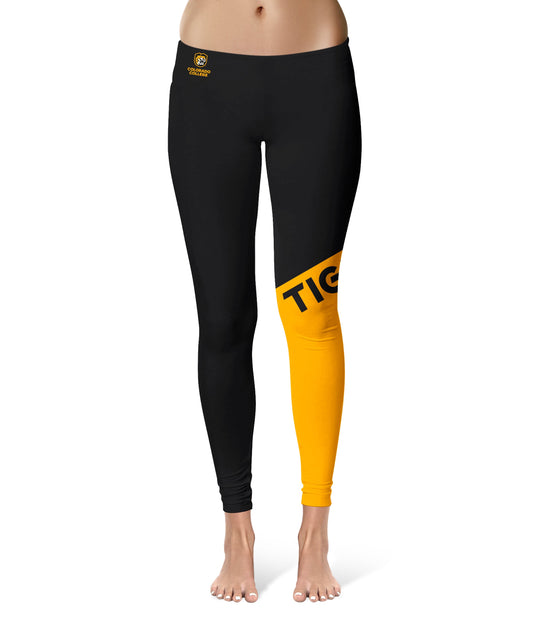 Colorado College Tigers Vive La Fete Game Day Collegiate Leg Color Block Women Black Gold Yoga Leggings