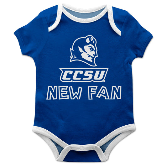 Central Connecticut State Blue Devils CCSU Infant Game Day Blue Short Sleeve One Piece Jumpsuit by Vive La Fete