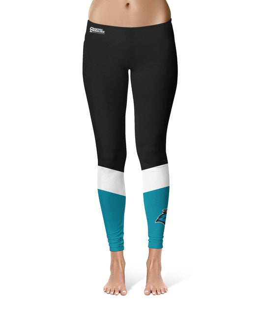 Coastal Carolina Chanticleers CCU Vive La Fete Game Day Collegiate Ankle Color Block Women Black Teal Yoga Leggings