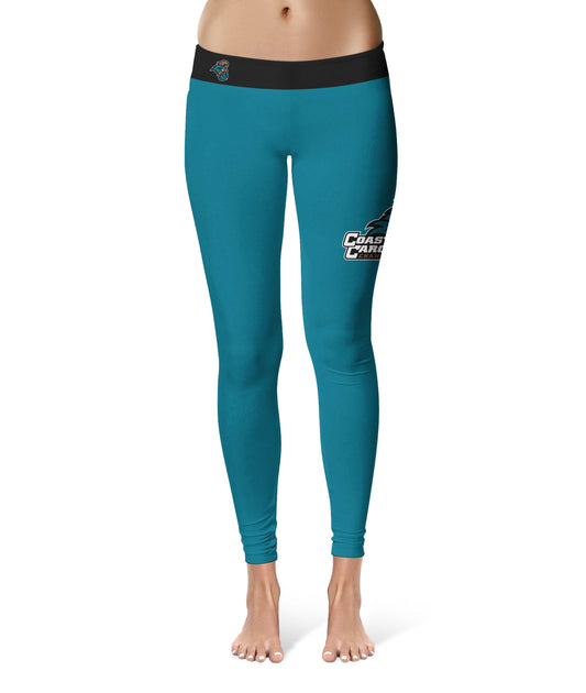 Coastal Carolina Chanticleers Vive La Fete Game Day Collegiate Logo on Thigh Teal Women Yoga Leggings 2.5 Waist Tights