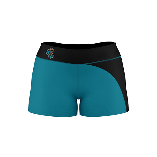 Coastal Carolina Chanticleers CCU Vive La Fete Collegiate Waist Color Block Women Teal Black Optimum Yoga Short