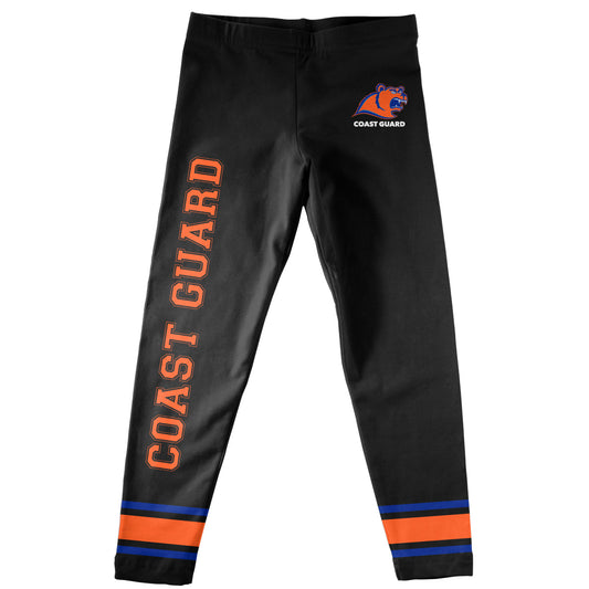United States Coast Guard Academy Verbiage And Logo Black Stripes Leggings