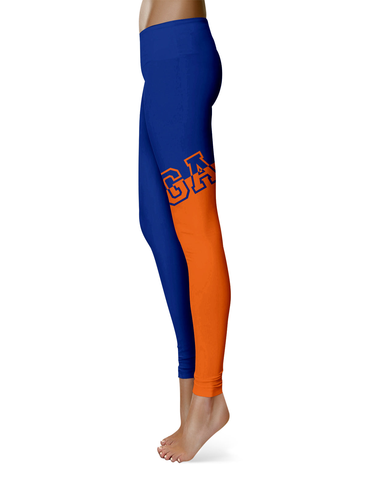 US Coast CGA Bears Vive La Fete Game Day Collegiate Leg Color Block Women Blue Orange Yoga Leggings
