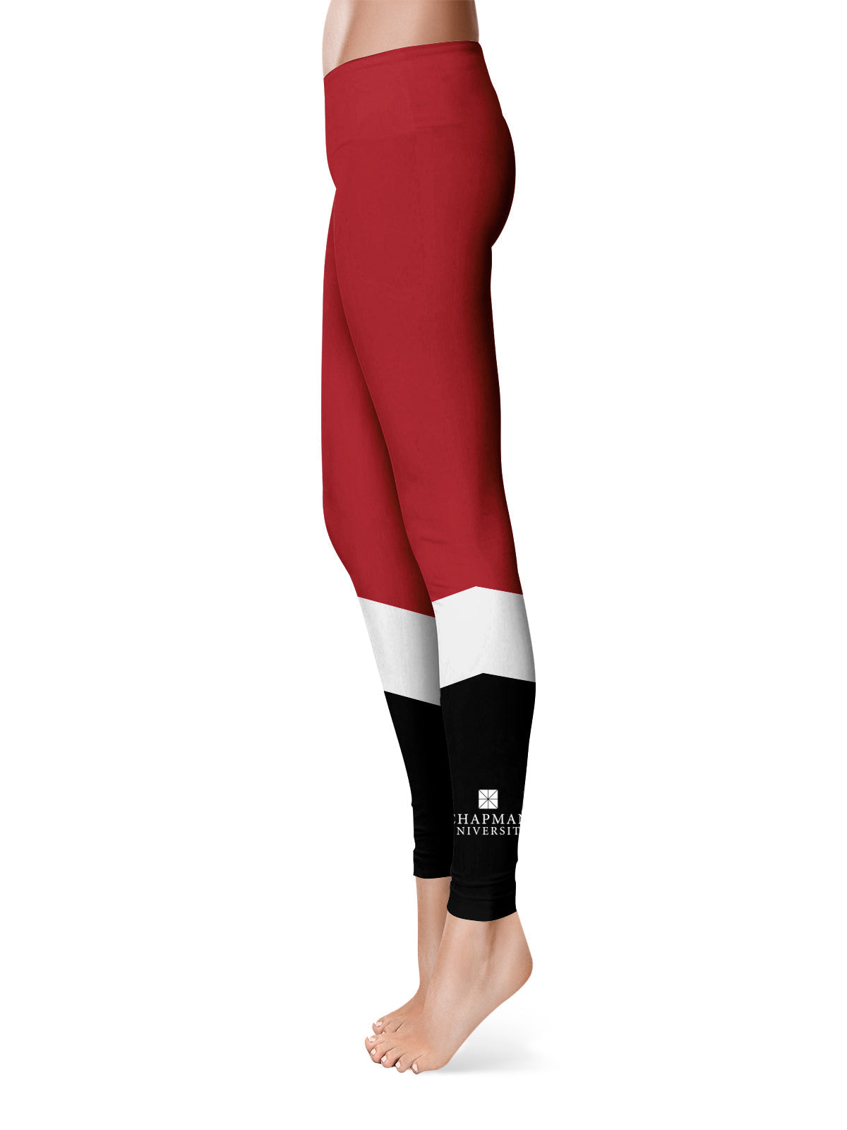 Chapman University Panthers Vive La Fete Game Day Collegiate Ankle Color Block Women Red Black Yoga Leggings