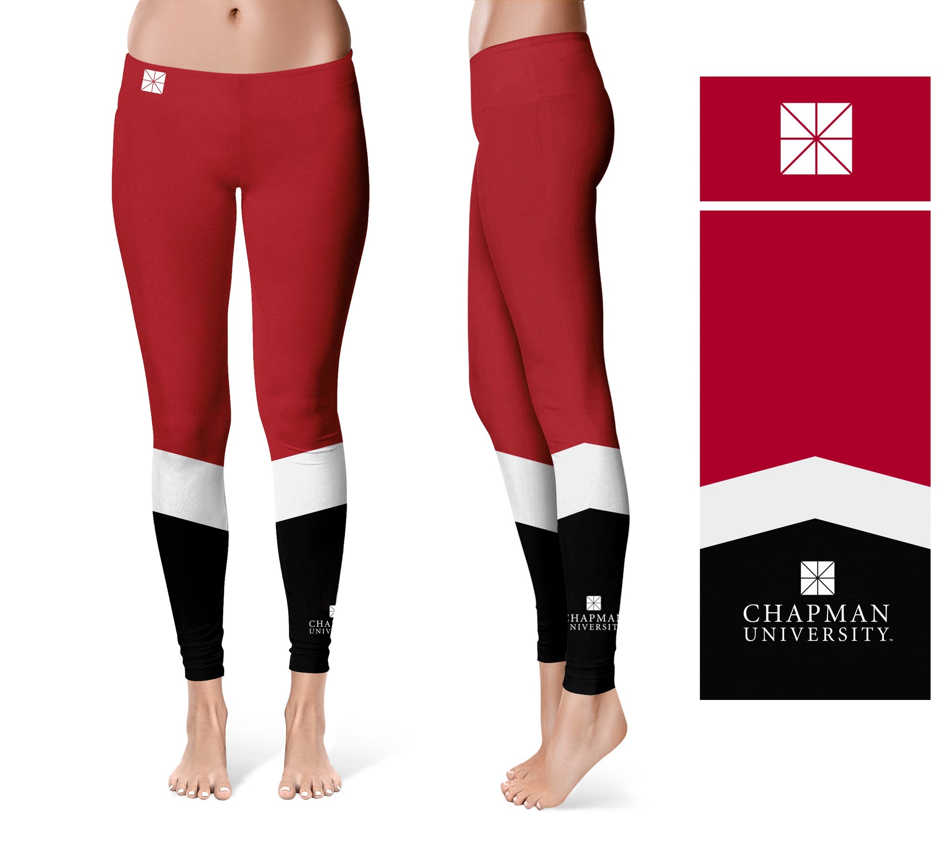 Chapman University Panthers Vive La Fete Game Day Collegiate Ankle Color Block Women Red Black Yoga Leggings