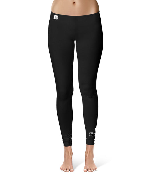 Chapman University Panthers Vive La Fete Game Day Collegiate Logo at Ankle Women Black Yoga Leggings 2.5 Waist Tights