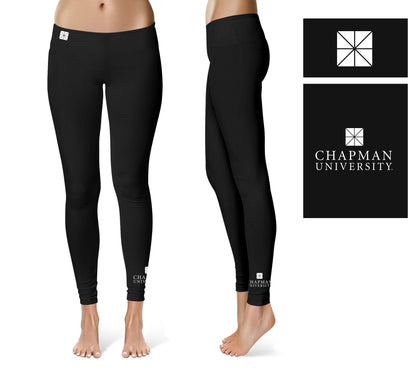 Chapman University Panthers Vive La Fete Game Day Collegiate Logo at Ankle Women Black Yoga Leggings 2.5 Waist Tights