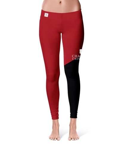 Chapman University Panthers Vive La Fete Game Day Collegiate Leg Color Block Women Red Black Yoga Leggings