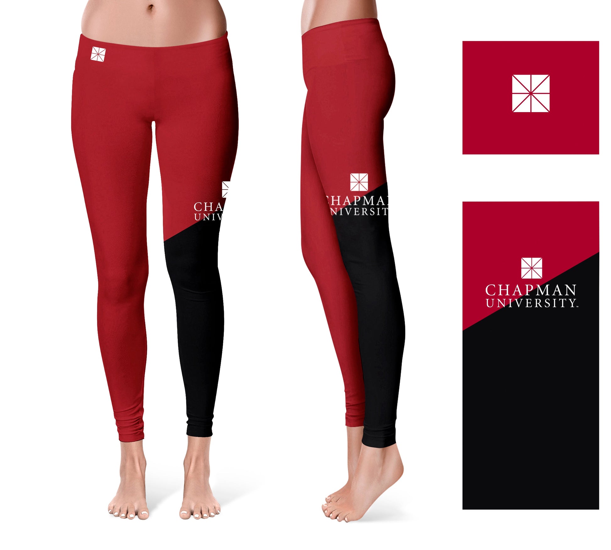 Chapman University Panthers Vive La Fete Game Day Collegiate Leg Color Block Women Red Black Yoga Leggings