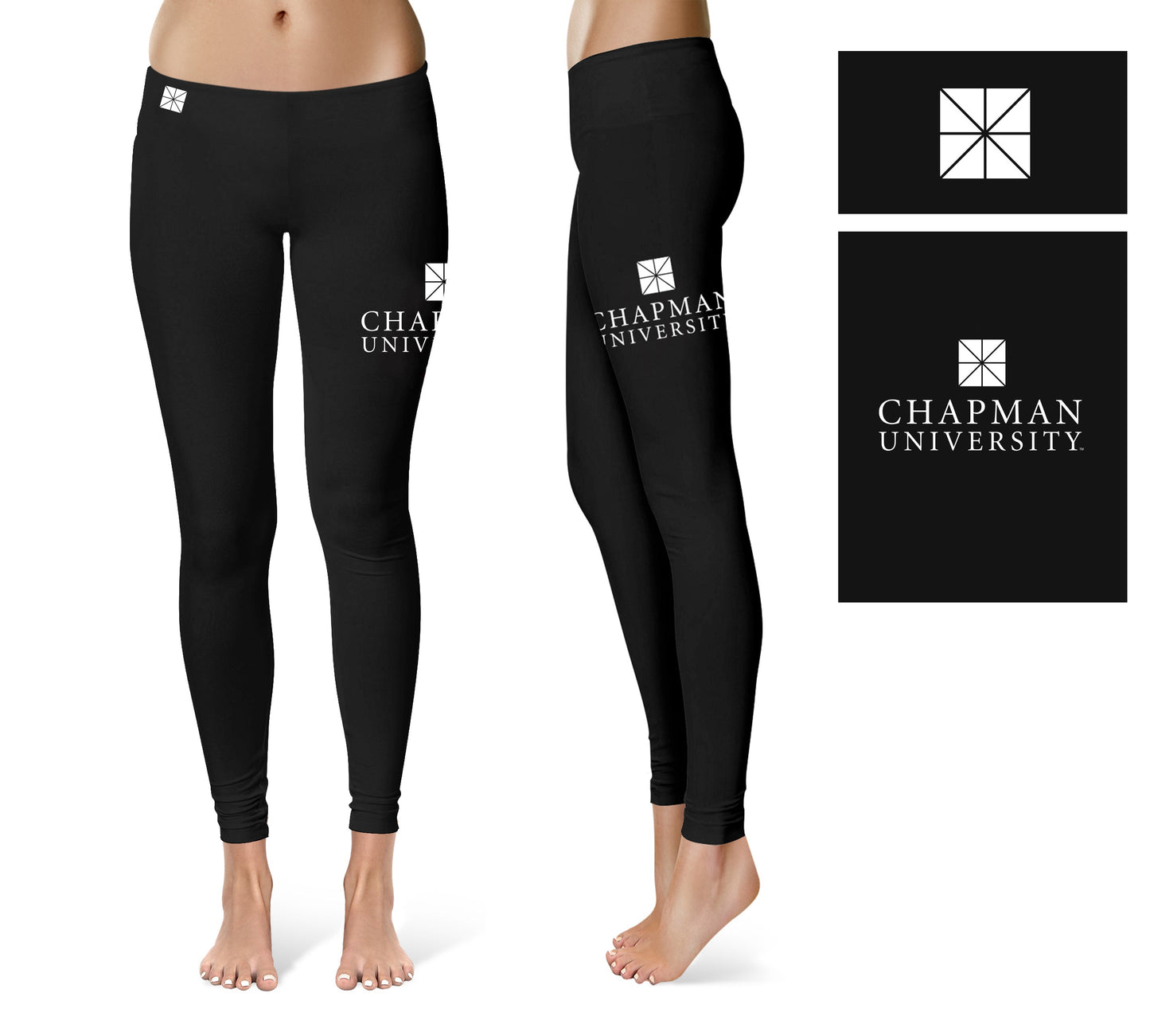 Chapman University Panthers Vive La Fete Collegiate Large Logo on Thigh Women Black Yoga Leggings 2.5 Waist Tights