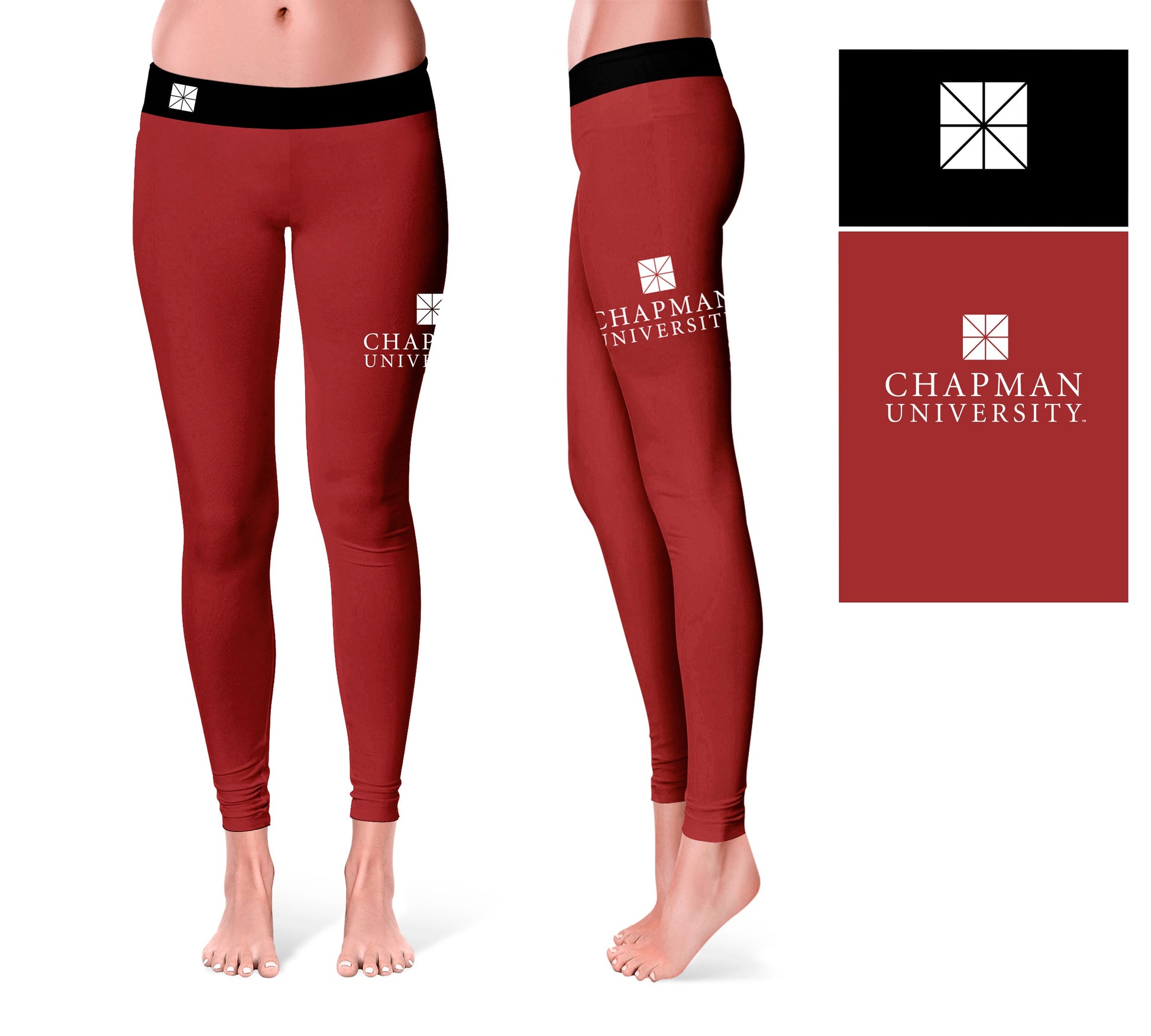 Chapman University Panthers Vive La Fete Game Day Collegiate Logo on Thigh Red Women Yoga Leggings 2.5 Waist Tights