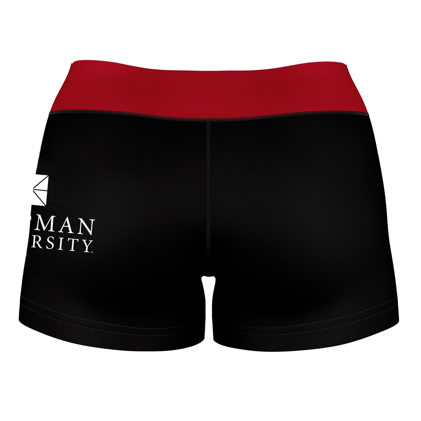 Chapman University Panthers Vive La Fete Logo on Thigh & Waistband Black Red Women Yoga Booty Workout Shorts 3.75 Inseam - Vive La F̻te - Online Apparel Store