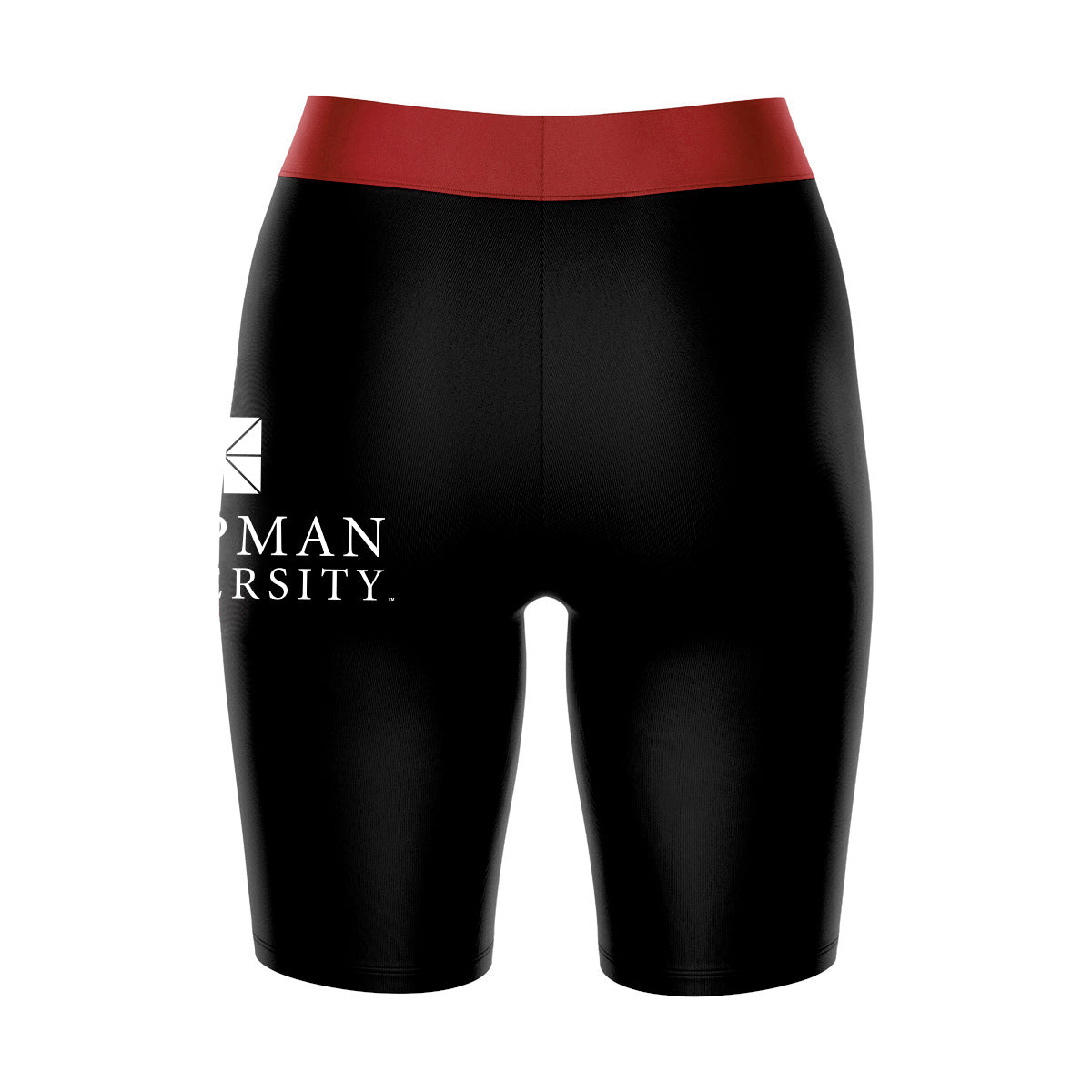 Chapman University Panthers Vive La Fete Game Day Logo on Thigh & Waistband Black and Red Women Bike Short 9 Inseam