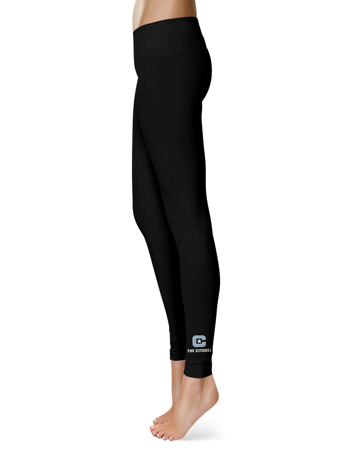 The Citadel Bulldogs Vive La Fete Game Day Collegiate Logo at Ankle Women Black Yoga Leggings 2.5 Waist Tights