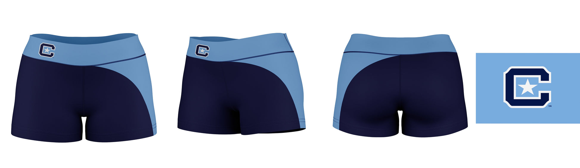 The Citadel Bulldogs Vive La Fete Collegiate Waist Color Block Women Blue Light Blue Optimum Yoga Short - Vive La F̻te - Online Apparel Store