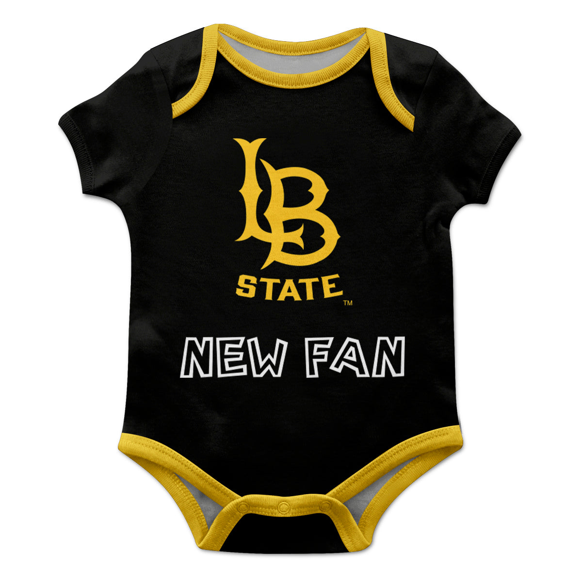 Cal State Long Beach 49ers Infant Game Day Black Short Sleeve One Piece Jumpsuit New Fan Logo Bodysuit by Vive La Fete