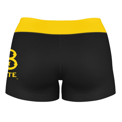 CSULB 49ers Vive La Fete Game Day Logo on Thigh and Waistband Black & Gold Women Yoga Booty Workout Shorts 3.75 Inseam" - Vive La F̻te - Online Apparel Store