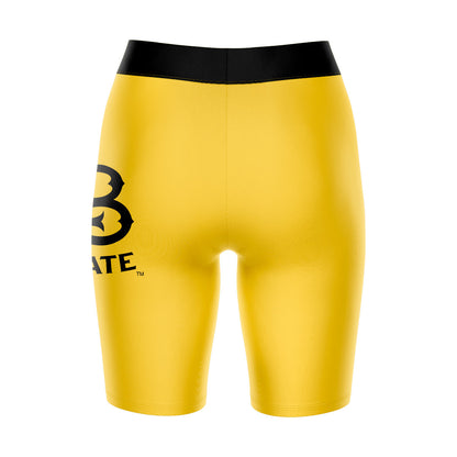 CSULB 49ers Vive La Fete Game Day Logo on Thigh and Waistband Gold and Black Women Bike Short 9 Inseam