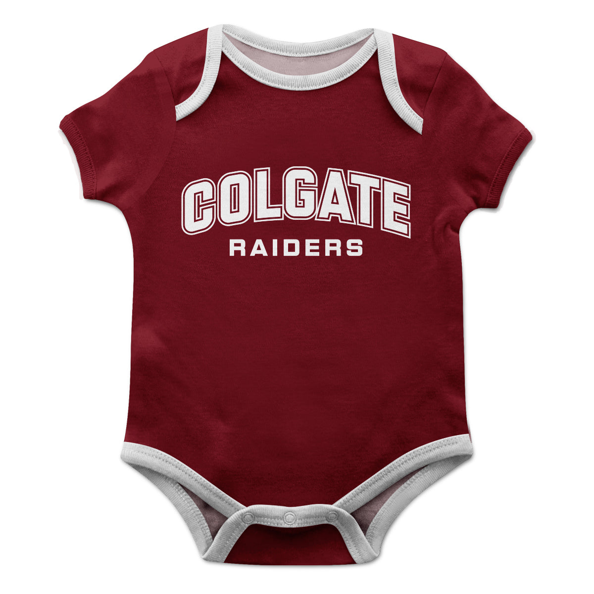 Colgate University Raiders Infant Game Day Maroon Short Sleeve One Piece Jumpsuit by Vive La Fete