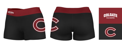 Colgate Raiders Vive La Fete Logo on Thigh and Waistband Black and Maroon Women Yoga Booty Workout Shorts 3.75 Inseam" - Vive La F̻te - Online Apparel Store