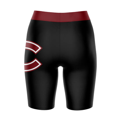 Colgate Raiders Vive La Fete Game Day Logo on Thigh and Waistband Black and Maroon Women Bike Short 9 Inseam"