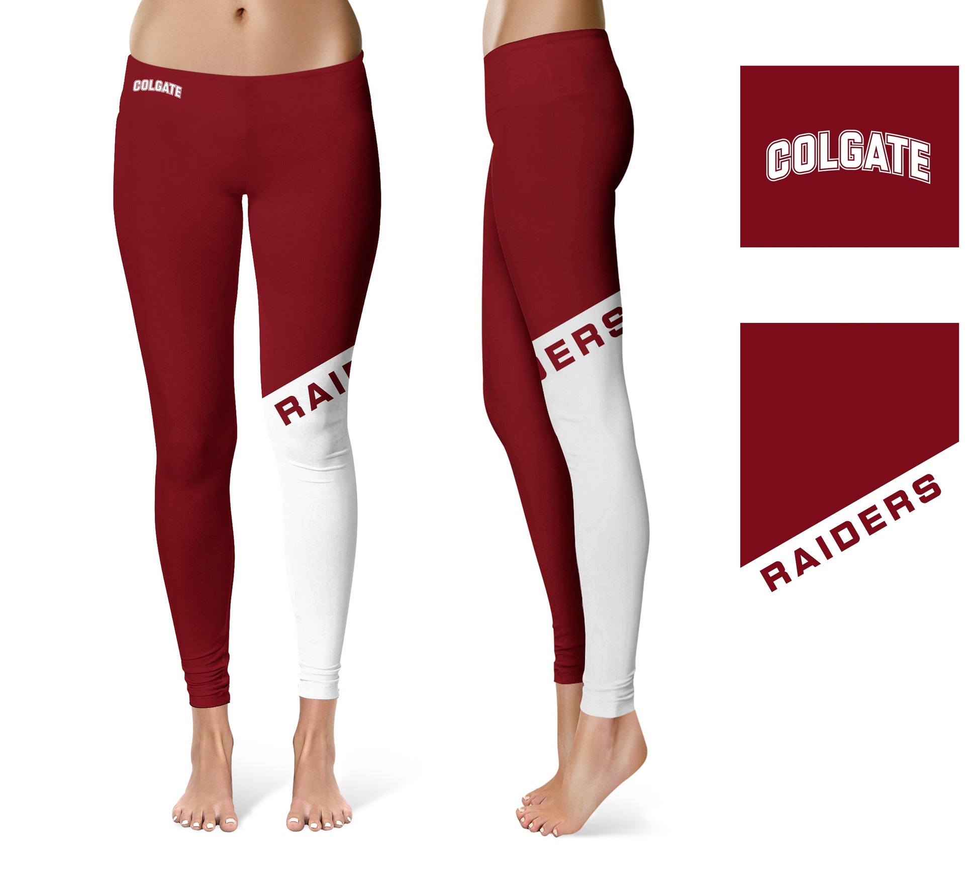 Colgate University Raiders Vive La Fete Game Day Collegiate Leg Color Block Women Maroon White Yoga Leggings