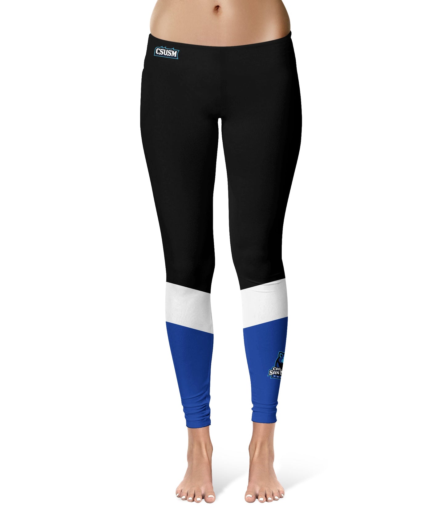 Cal State San Marcos Cougars Vive La Fete Game Day Collegiate Ankle Color Block Women Black Blue Yoga Leggings